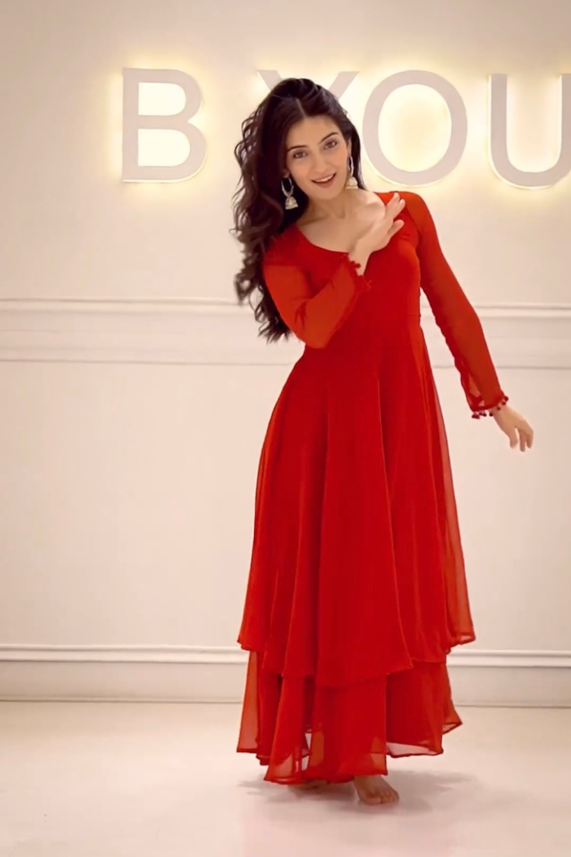 Double Layered Goergette Anarkali Dupatta Set  mdethnicwear