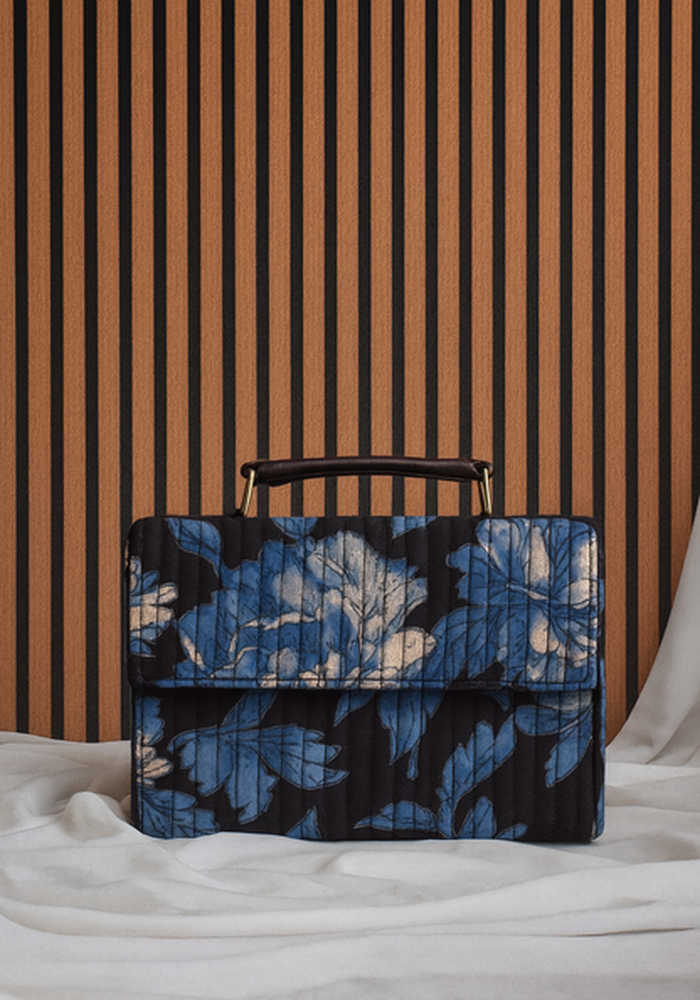 Blue Bloom Quilted Crossbody Bag – Chic & Functional Elegance