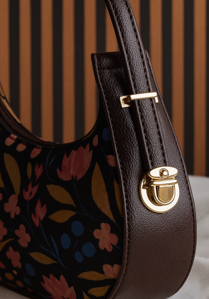 Midnight Bloom Shoulder Bag – Floral Elegance for Every Day