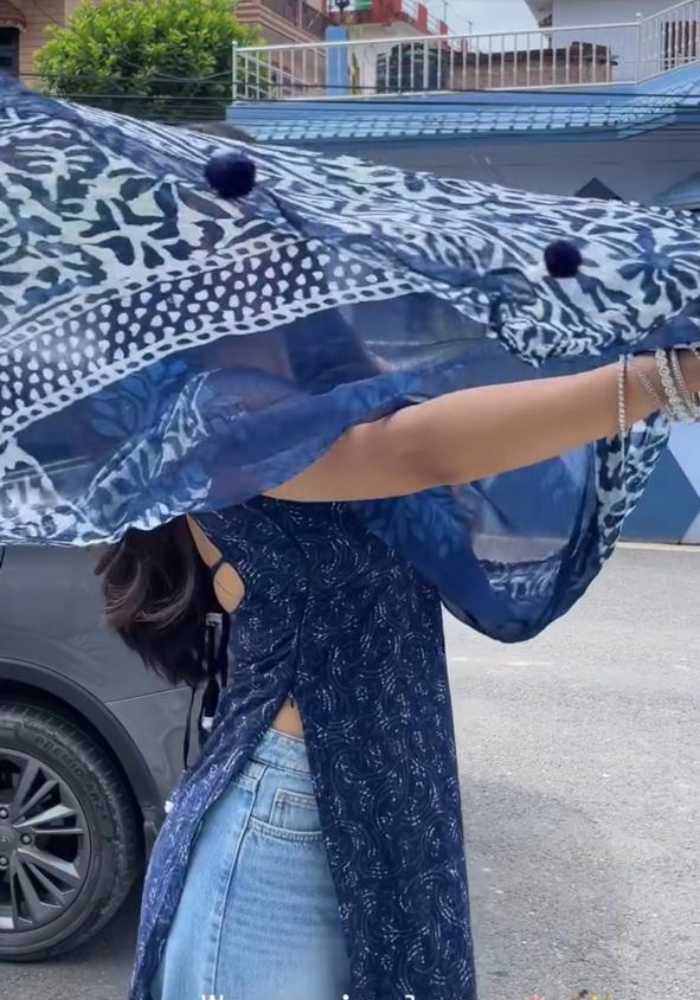 Bagru Handblock Cotton Kurta with Mulmul Dupatta