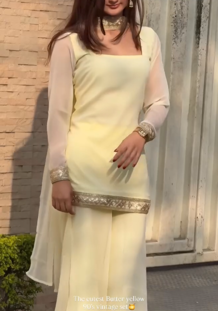 Butter Yellow 90's Vintage Georgette Set