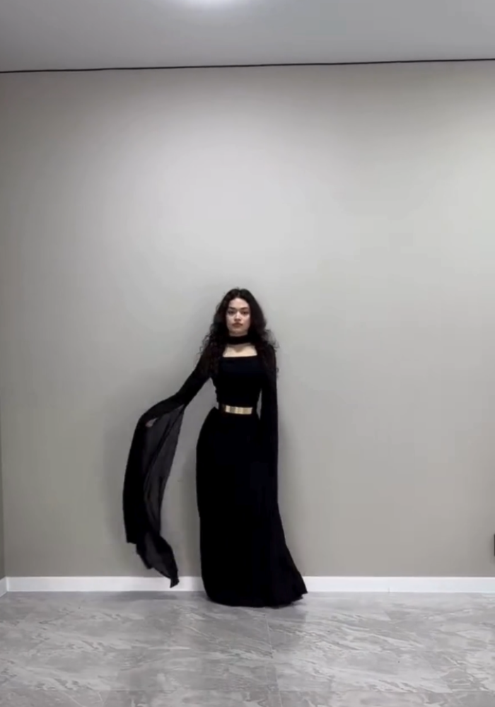 Modern Muse – Square Neck Long Cape Dress