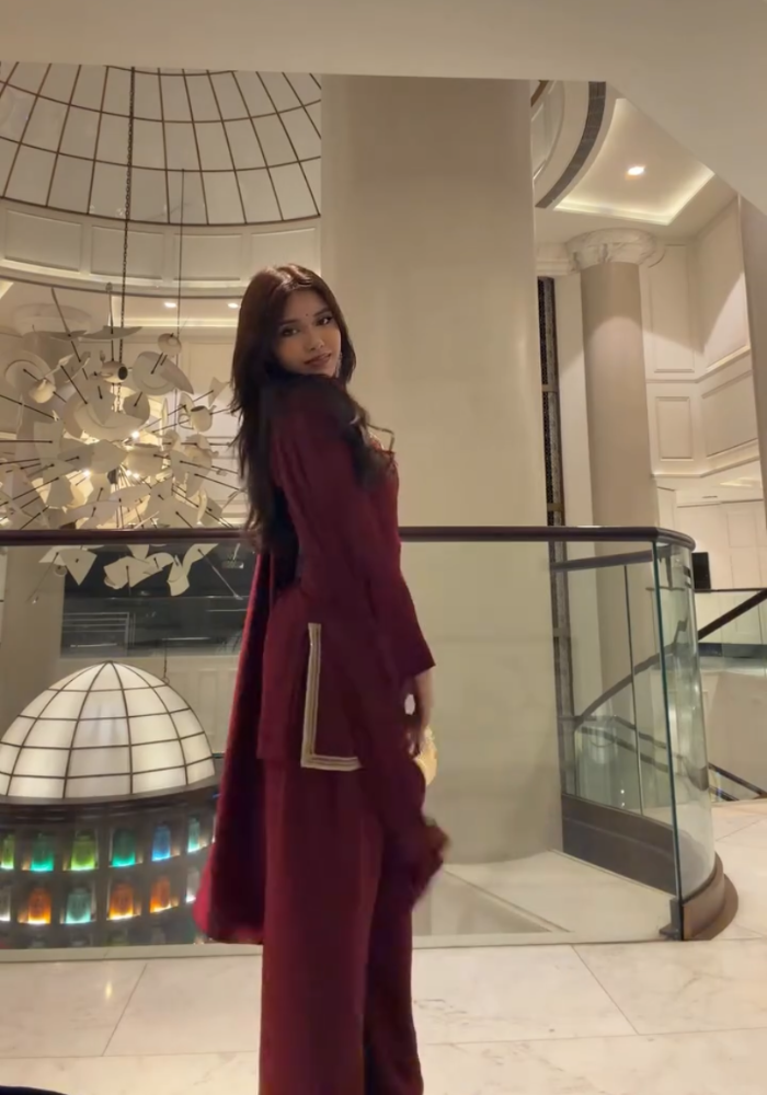 MD Premium Maroon Georgette Suit – Kurta, Pant & Dupatta Set