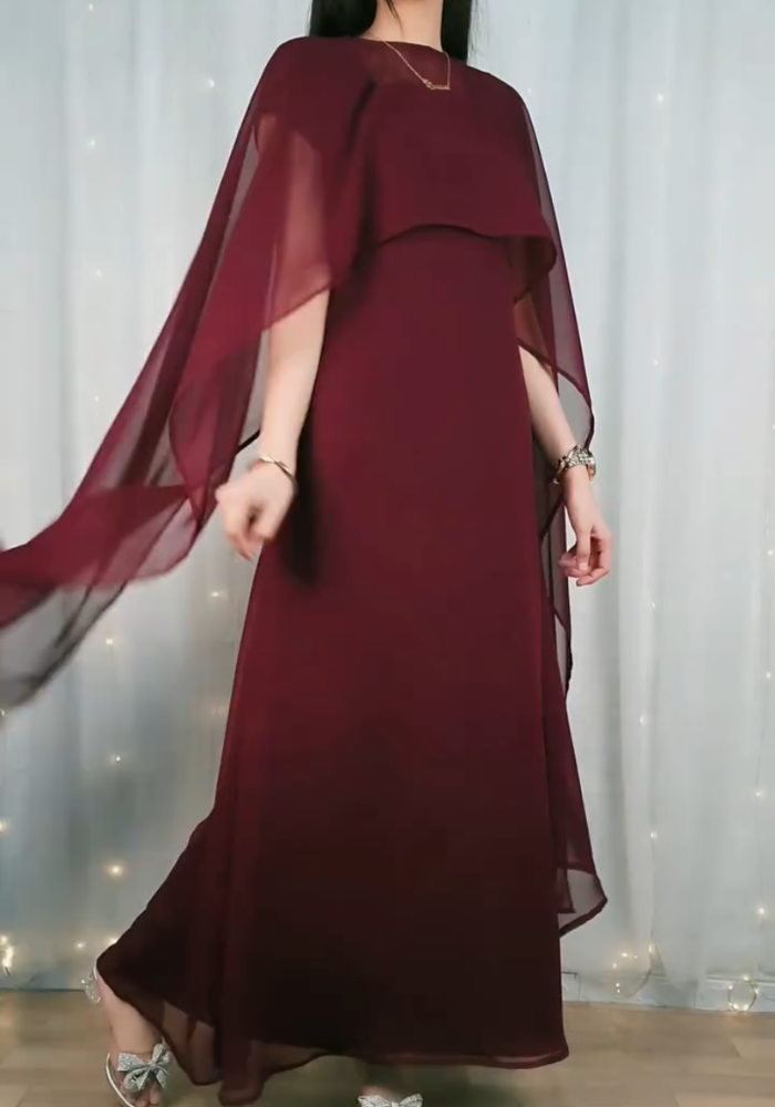 Flow & Flare Georgette Cape Dress mdethnicwear Flow & Flare Georgette Cape Dress mdethnicwear
