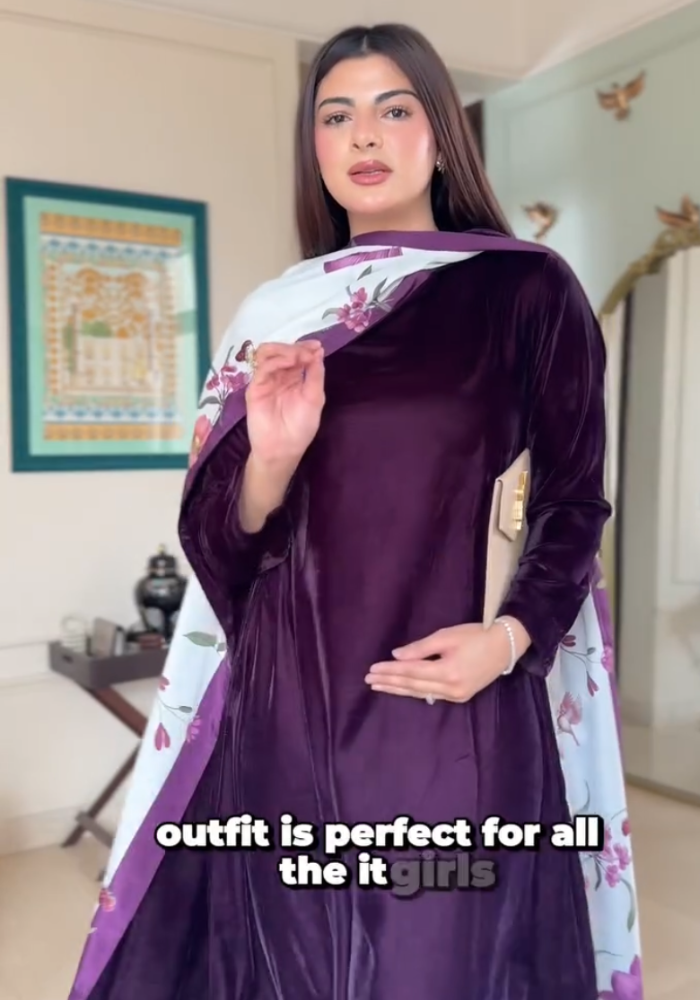 Velvet Royalty • Plum Winter Edition With double-sided dupatta