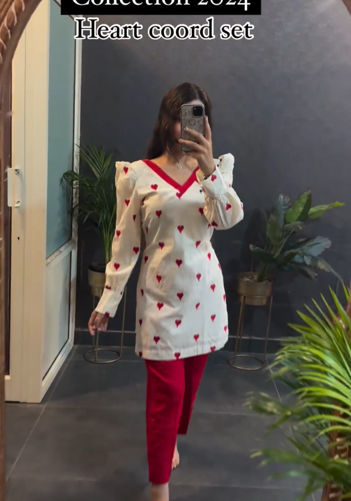 Heart-Shaped Embroidered Co-ord Set