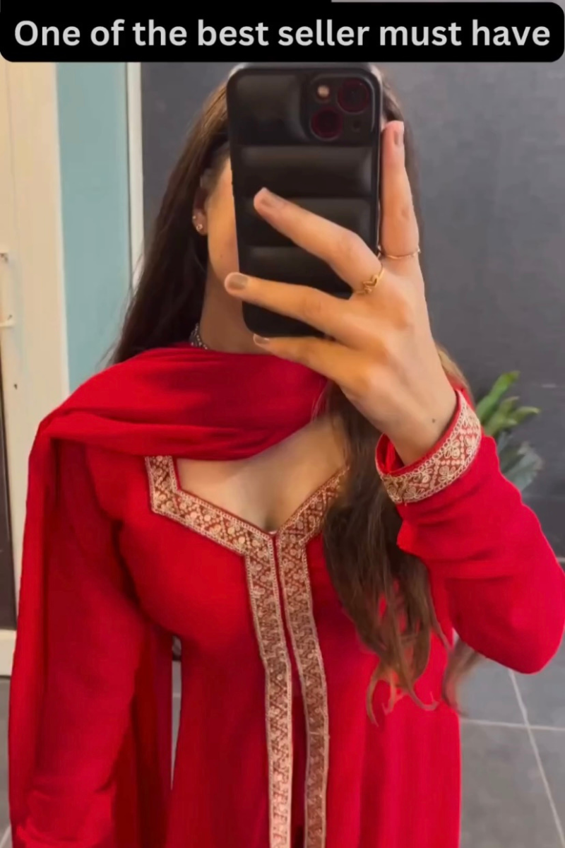 Red Embroidered Myra