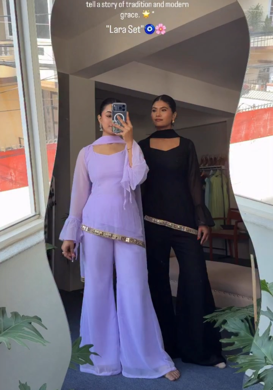 Lara Georgette Kurta Pant With Dupatta Set