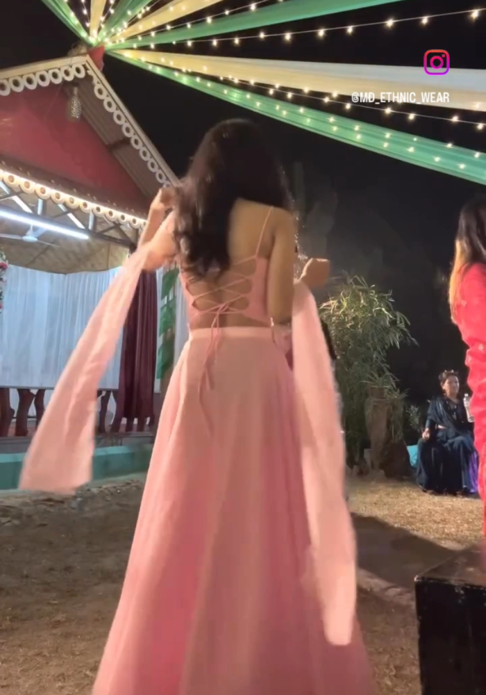 Pearl-Kissed Fairy Georgette Corset Top & Skirt Set