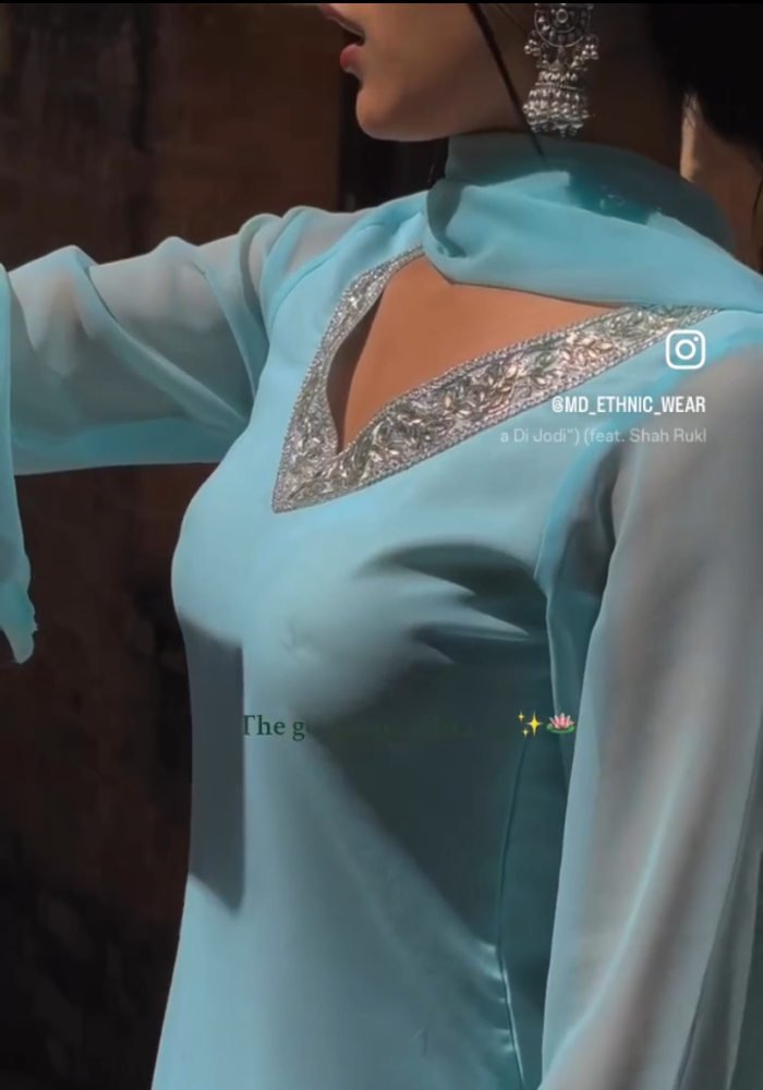 Zehra Set:-  Sky Blue Georgette Suit Set