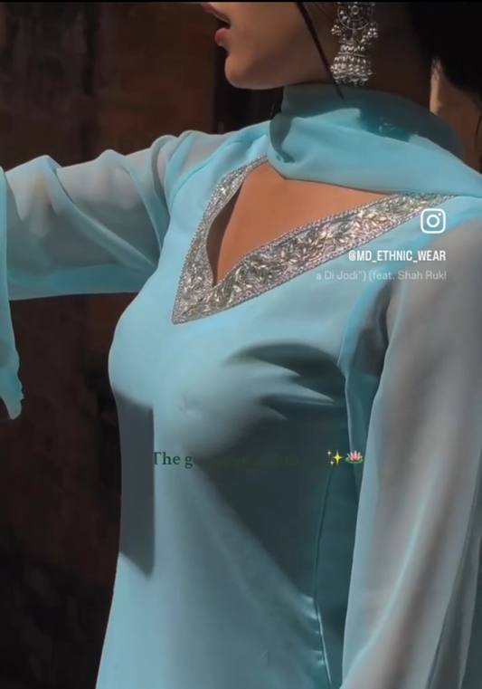 Zehra Set:-  Sky Blue Georgette Suit Set