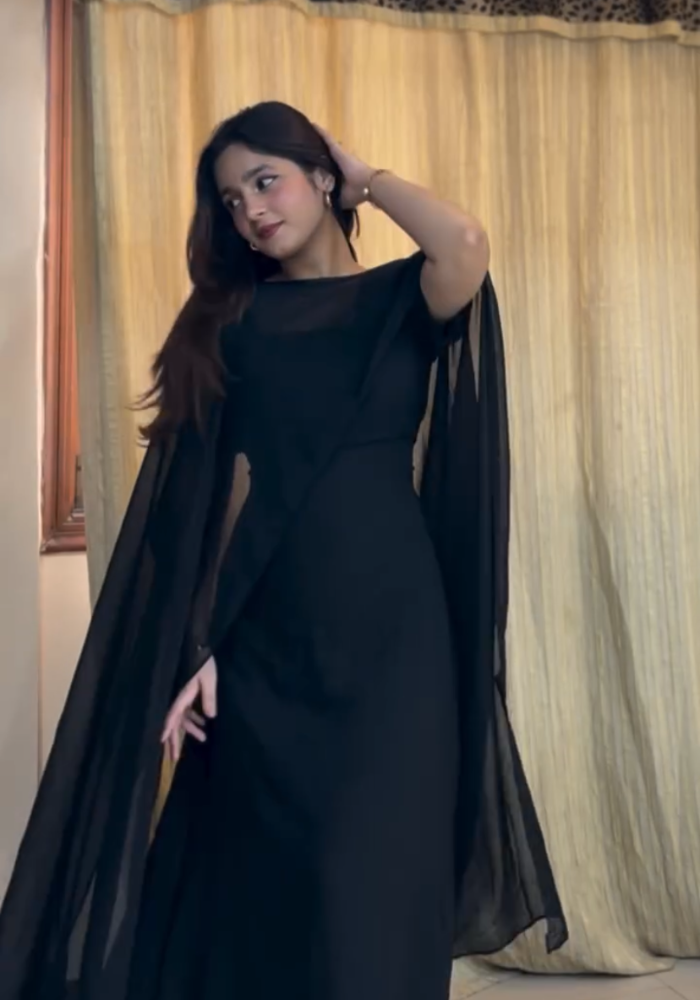 Cape Essence: Modern Grace Georgette Cape Dress