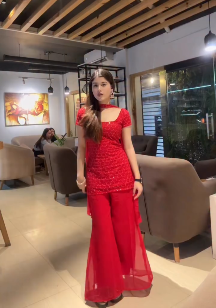 90’s Glam Red Sequin Kurti Set