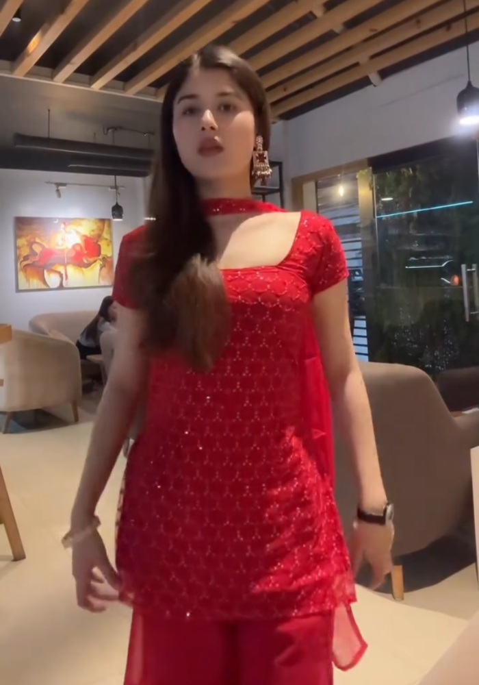 90’s Glam Red Sequin Kurti Set