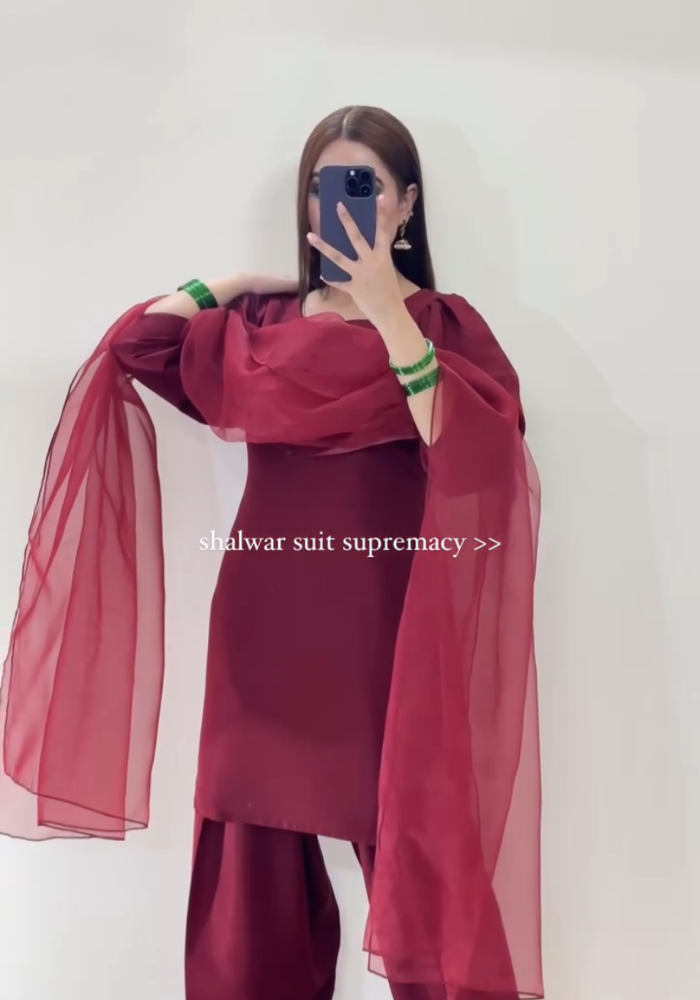 Gul-e-Farshi: Luxe Maroon Farshi Shalwar Set