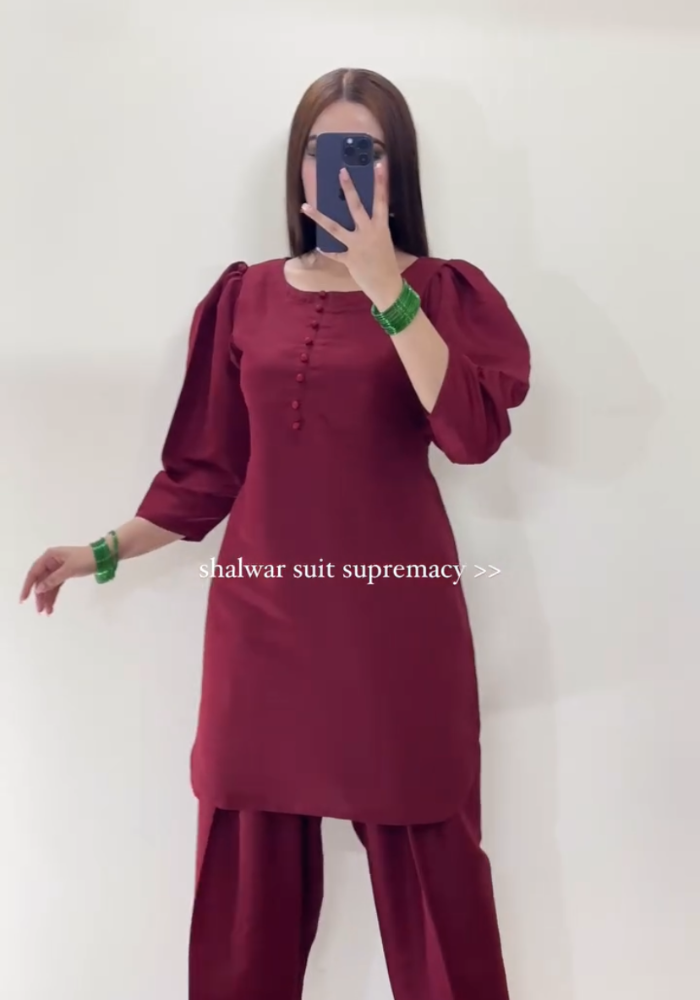 Gul-e-Farshi: Luxe Maroon Farshi Shalwar Set