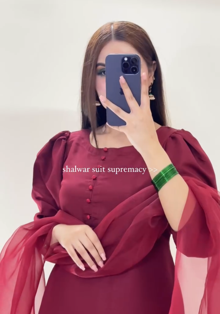 Gul-e-Farshi: Luxe Maroon Farshi Shalwar Set