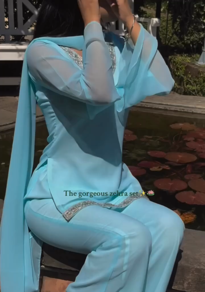 Zehra Set:-  Sky Blue Georgette Suit Set