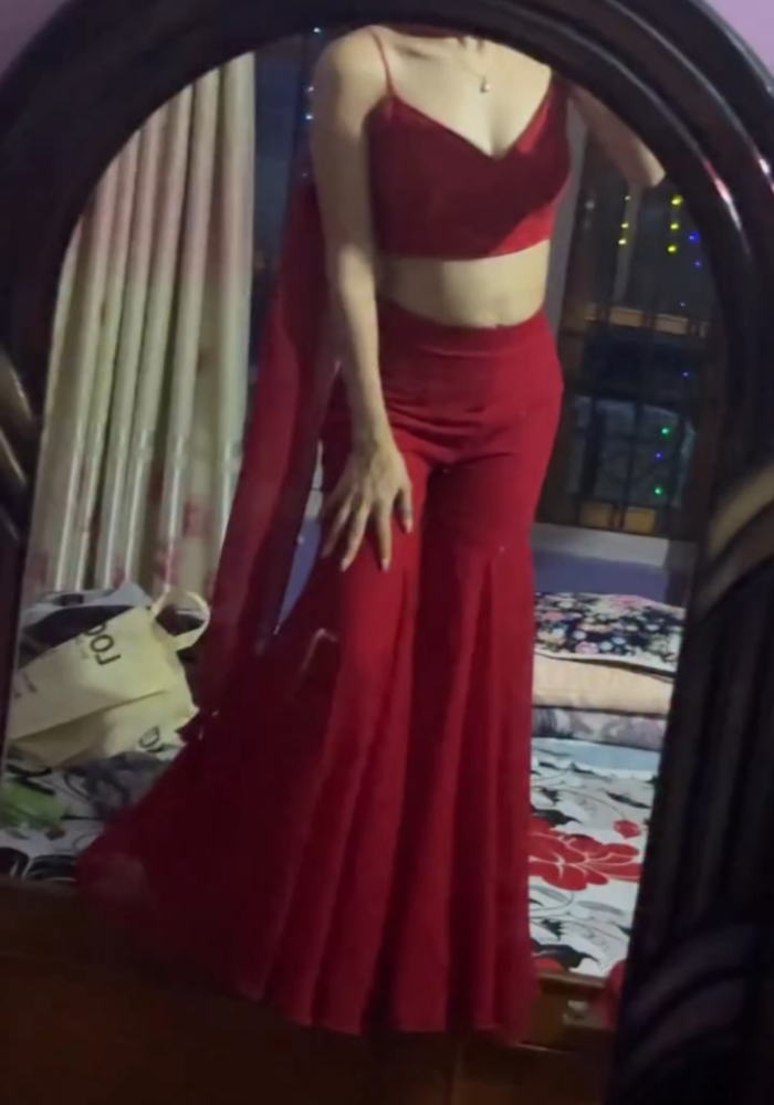 Scarlet Schiffli Georgette Co-ord Set with Dupatta
