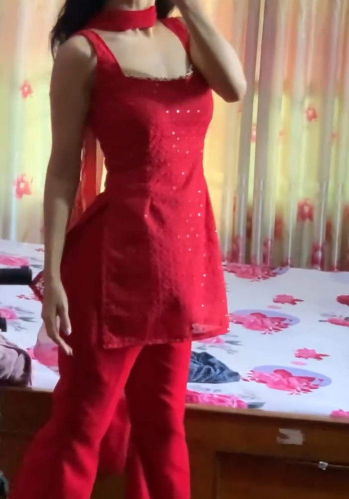 Schiffli embroidered Kurta, Pant and Dupatta Set