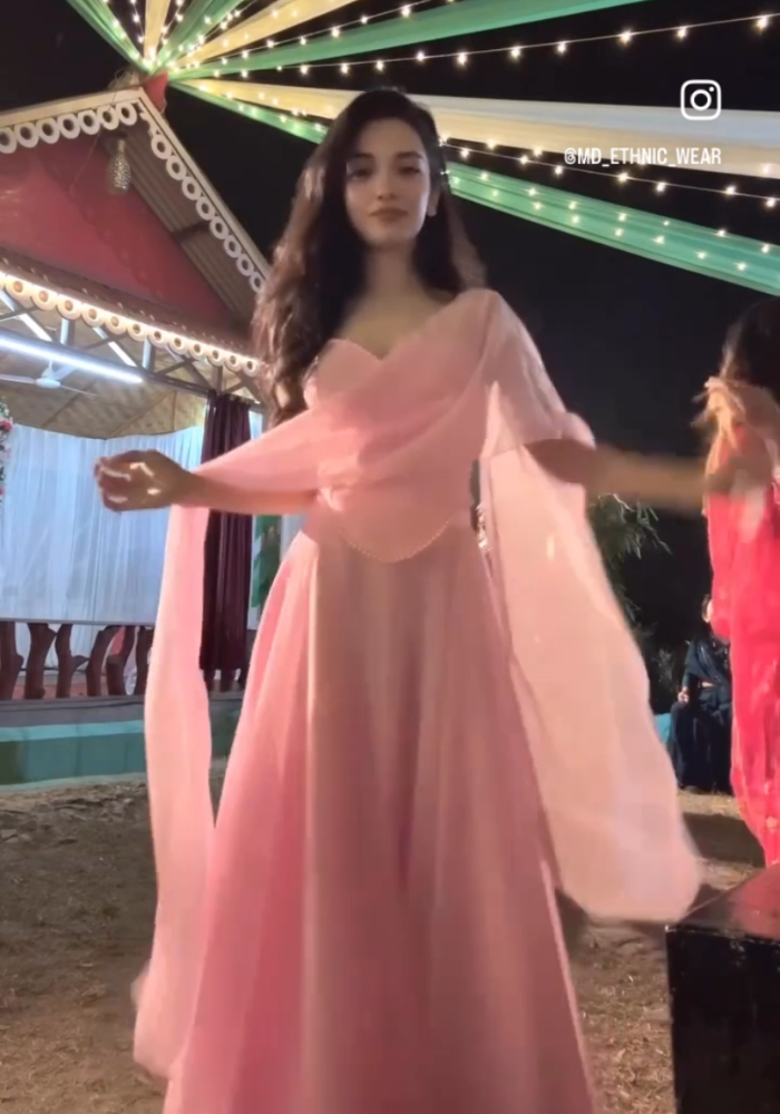 Pearl-Kissed Fairy Georgette Corset Top & Skirt Set