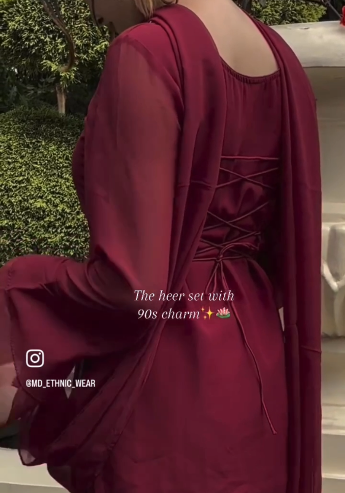 Vintage Grace Marron Georgette Kurta Pant Dupatta Set