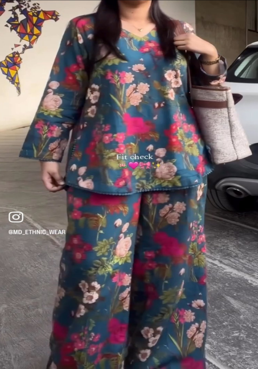 Floral Symphony Digital Print Co Ord Set
