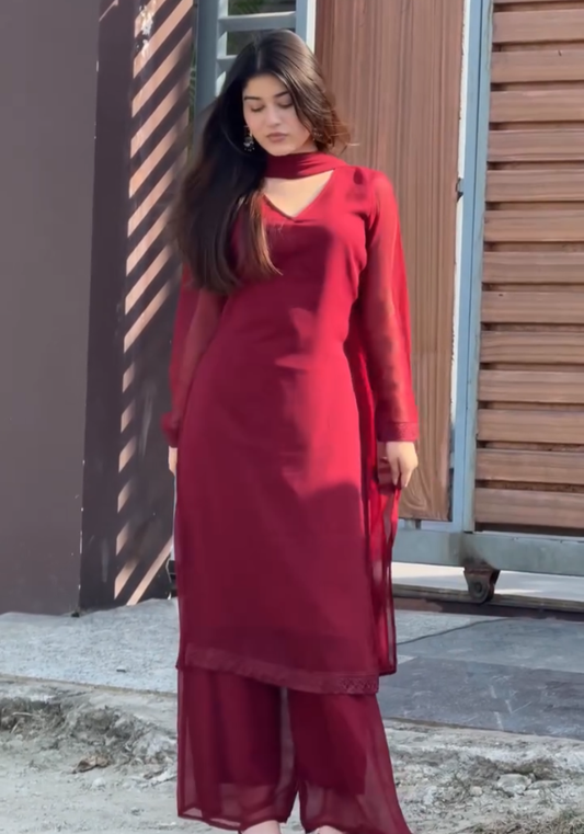 Vintage Pakistani Georgette Kurta Pant Ethnic Set