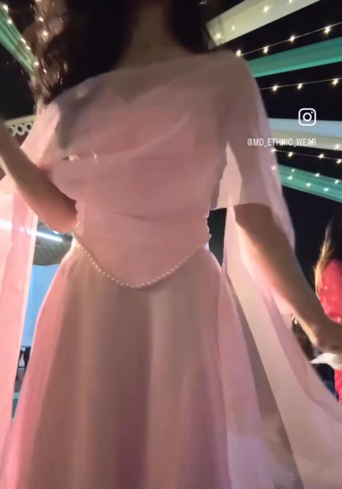 Pearl-Kissed Fairy Georgette Corset Top & Skirt Set