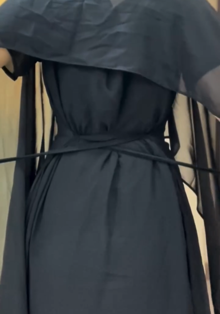 Cape Essence: Modern Grace Georgette Cape Dress