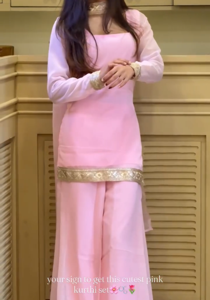 Butter Bloom 90's Vintage  georgette kurti pant dupatta Set