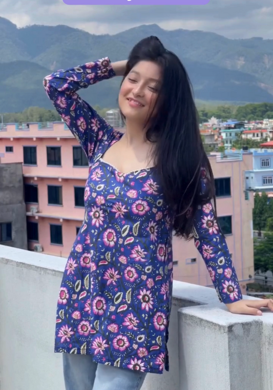 Breezy Pure Cotton Floral Kurti