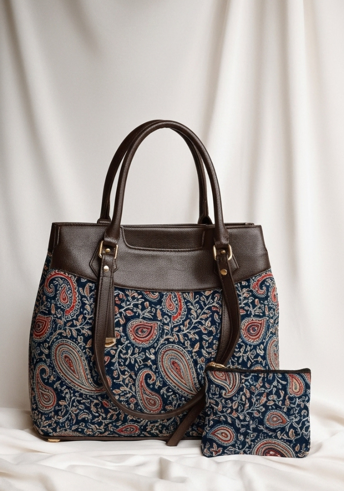 Midnight Paisley Tote Bag – with Matching Pouch