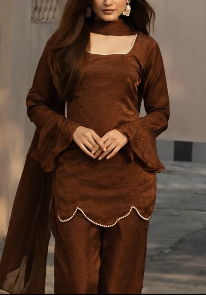 Cocoa Pearl – Jimmy Choo Kurti Pant Dupatta Set