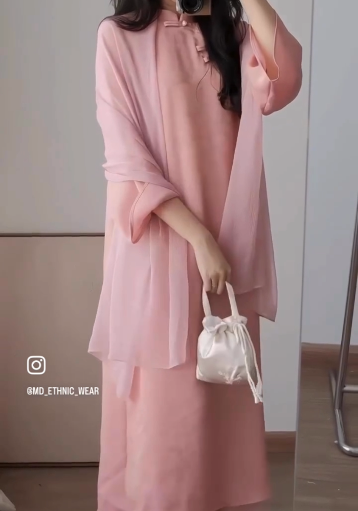 Soft-Girl Aesthetic Georgette Kurta Pant Dupatta Set