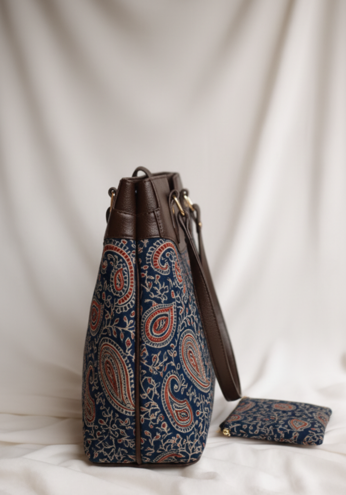 Midnight Paisley Tote Bag – with Matching Pouch