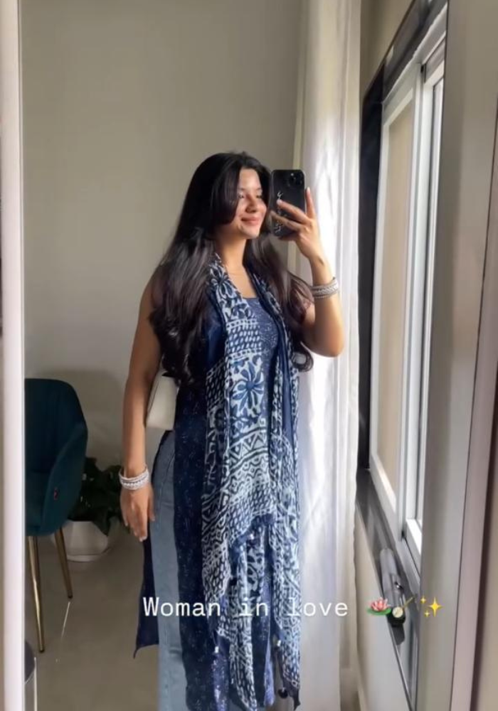 Bagru Handblock Cotton Kurta with Mulmul Dupatta