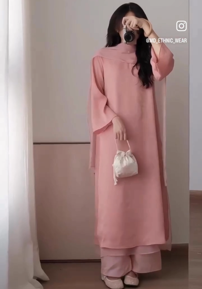 Soft-Girl Aesthetic Georgette Kurta Pant Dupatta Set