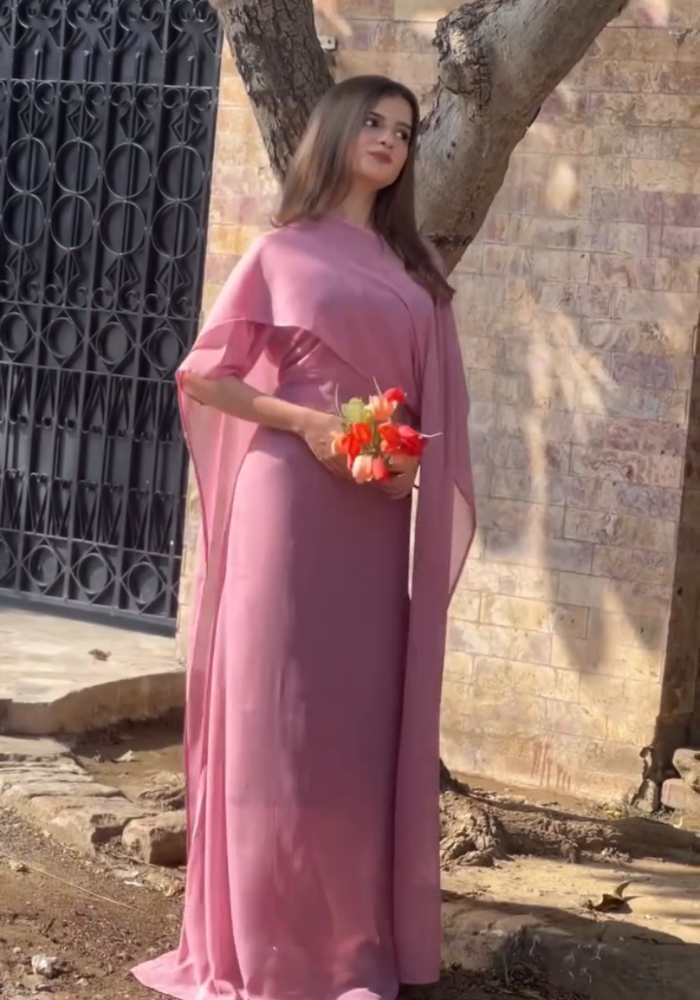 Cape Essence: Modern Grace Georgette Cape Dress