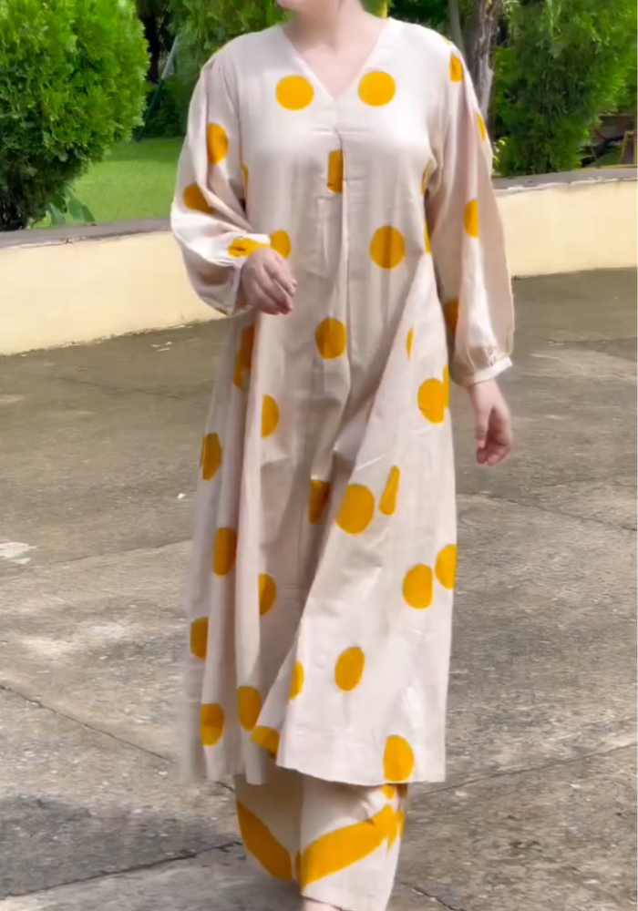 Golden Dots Kurta Pant Set
