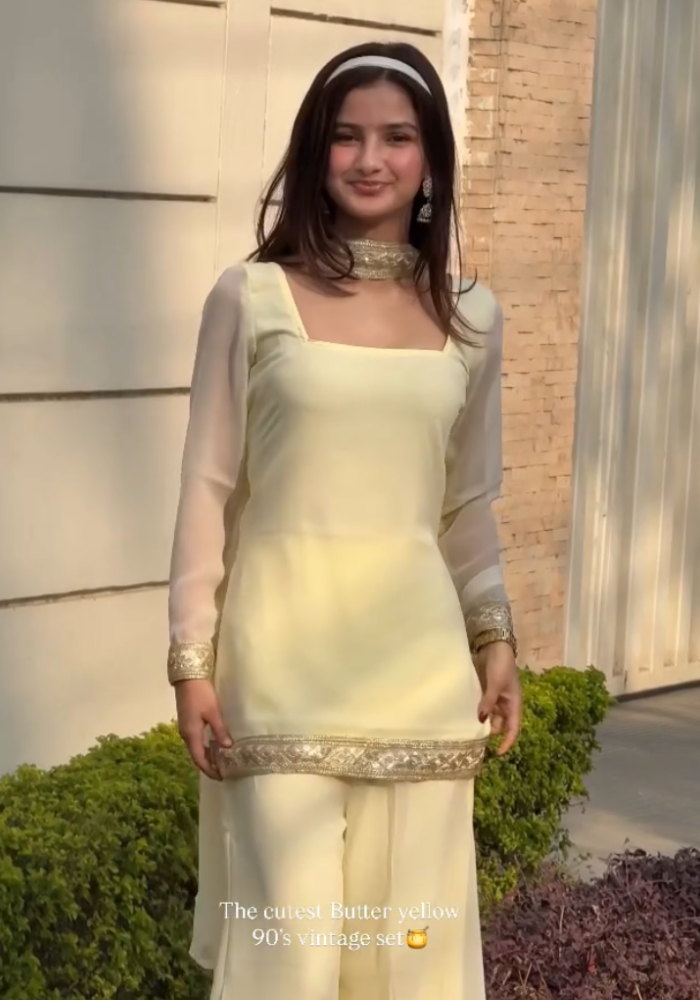 Butter Yellow 90's Vintage Georgette Set