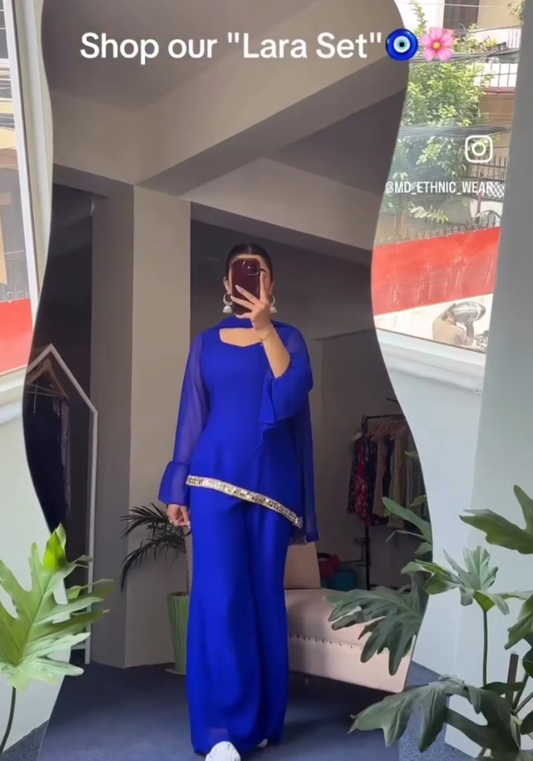 Lara Georgette Kurta Pant With Dupatta Set