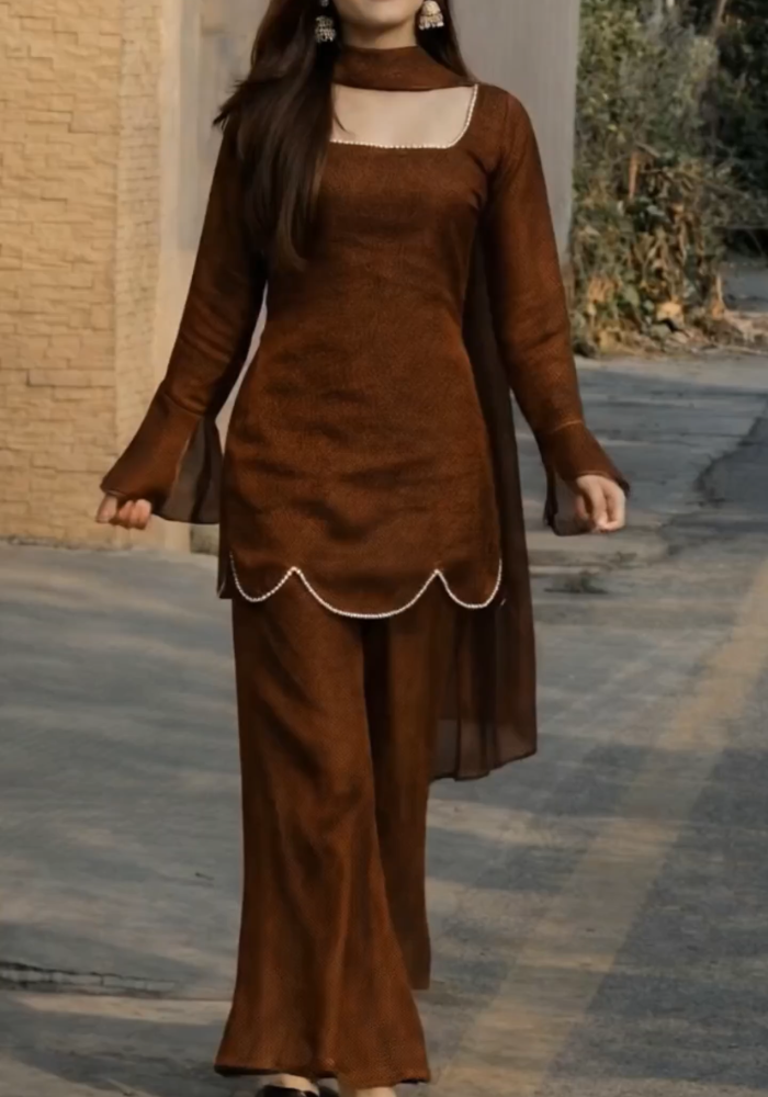 Cocoa Pearl – Jimmy Choo Kurti Pant Dupatta Set